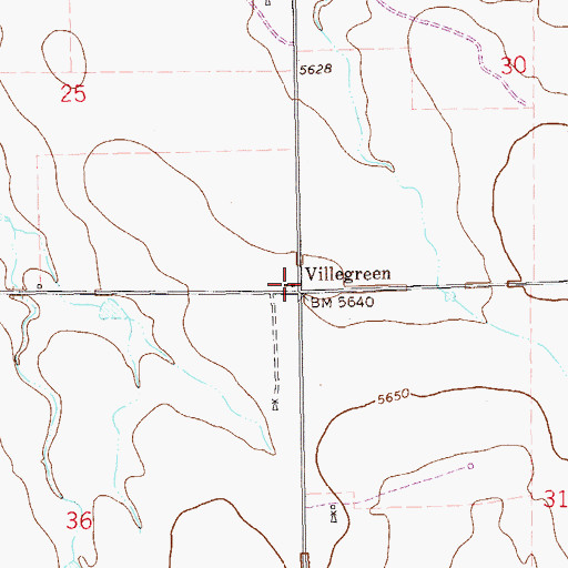Topographic Map of Villegreen, CO