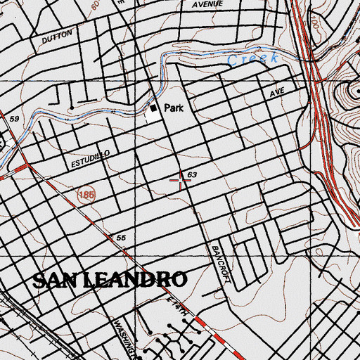 Topographic Map of Temple Beth Sholom, CA