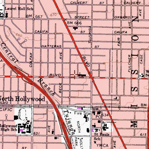 Topographic Map of First Assembly of God Church, CA