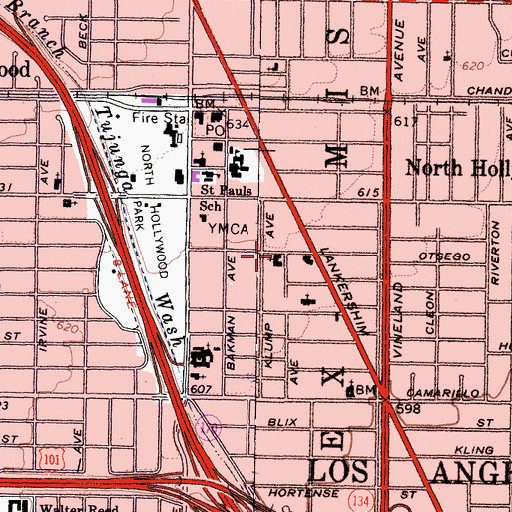 Topographic Map of First Baptist Church, CA