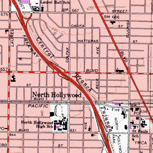 Topographic Map of Los Angeles Police Department - North Hollywood Community Police Station, CA
