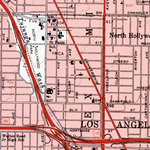 Topographic Map of Twentyfirst Church of Christ Scientist, CA