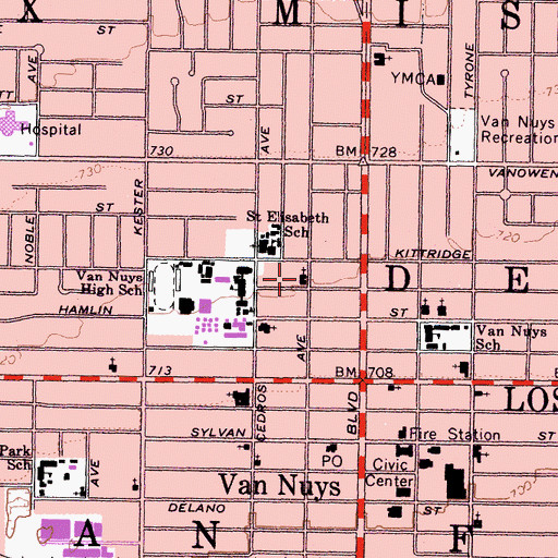 Topographic Map of Central Christian Church, CA