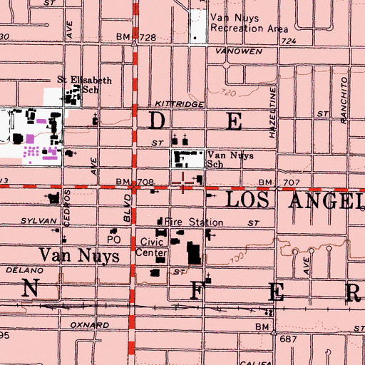 Topographic Map of Central Lutheran Church, CA