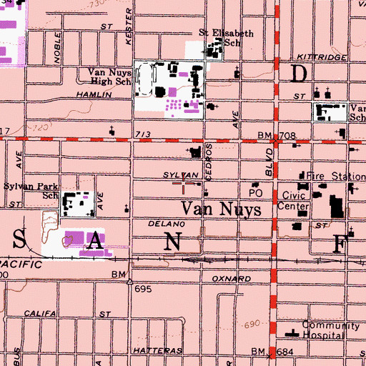 Topographic Map of Jesus Name Church, CA