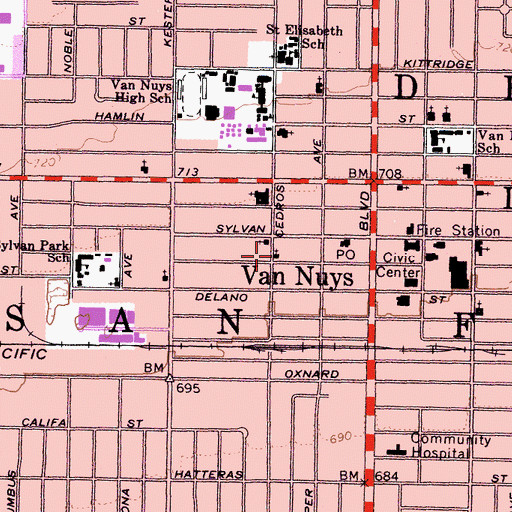 Topographic Map of Kingdom Hall of Jehovahs Witnesses, CA