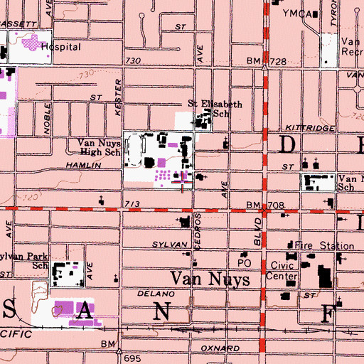 Topographic Map of Twelfth Church of Christ Scientist, CA