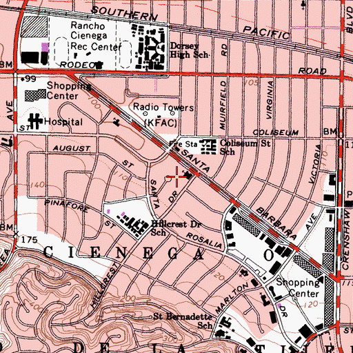 Topographic Map of Bnai Israel Synagogue, CA