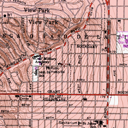 Topographic Map of Thirtieth Church of Christ Scientist, CA
