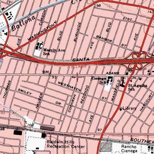 Topographic Map of Calvary Methodist Episcopal Church, CA