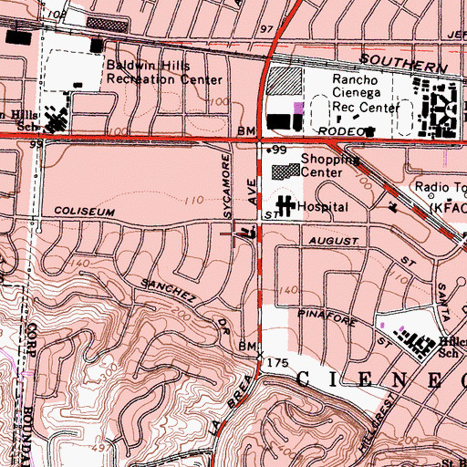 Topographic Map of Saint Pauls Presbyterian Church, CA