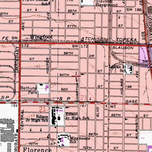 Topographic Map of Calvary Baptist Church, CA