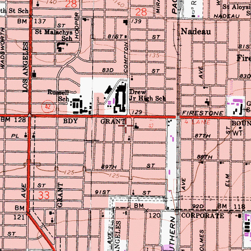 Topographic Map of Great Hope Baptist Church, CA