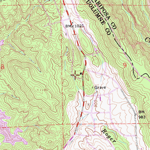 Topographic Map of Hedley Mine, CA