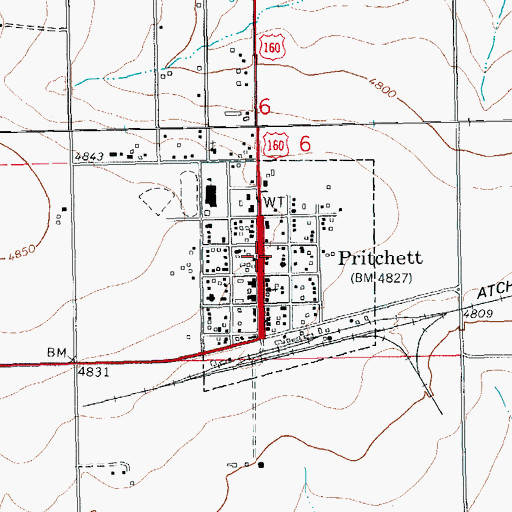 Topographic Map of Pritchett, CO