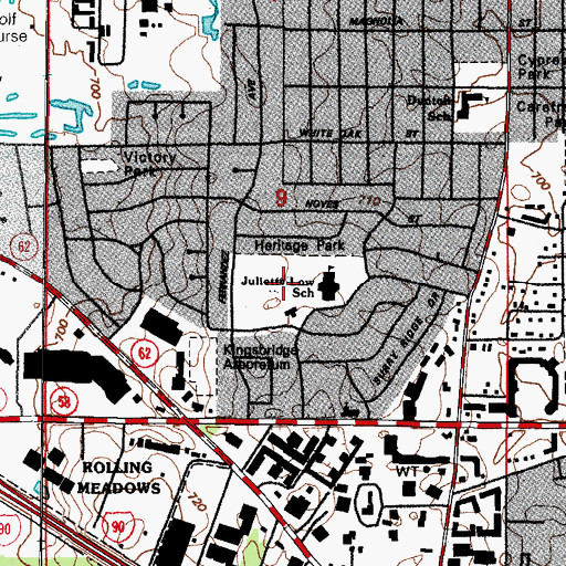 Topographic Map of Heritage Park, IL