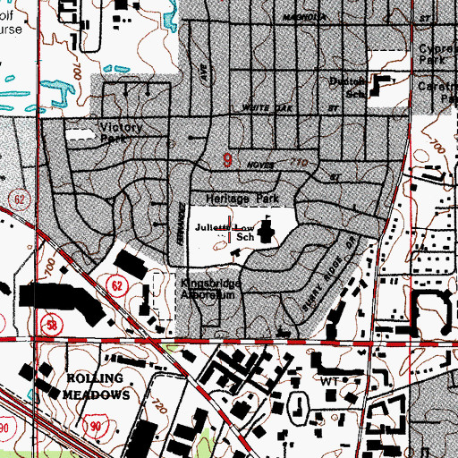 Topographic Map of Heritage Park, IL