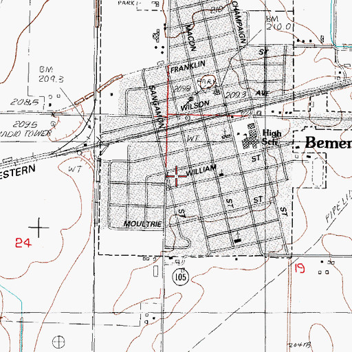 Topographic Map of Church of God (historical), IL