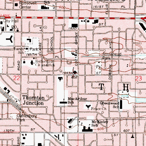 Topographic Map of Cottage Grove Christian Reformed Church, IL