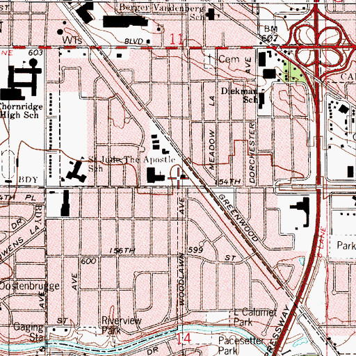 Topographic Map of Thornridge United Church of Christ, IL