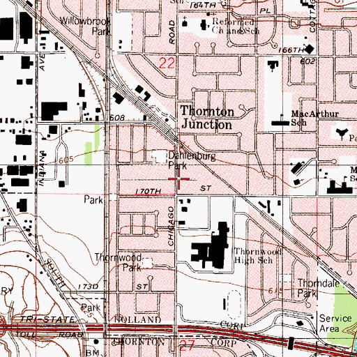 Topographic Map of Village Free Church, IL