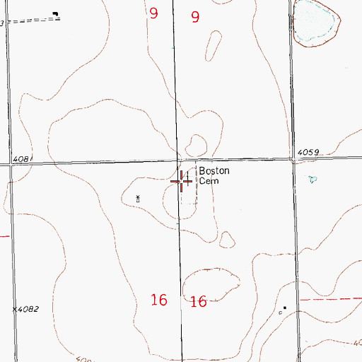 Topographic Map of Boston Cemetery, CO