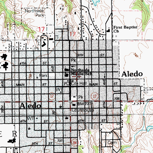 Topographic Map of First United Presbyterian Church, IL