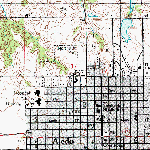 Topographic Map of Niles Hall, IL