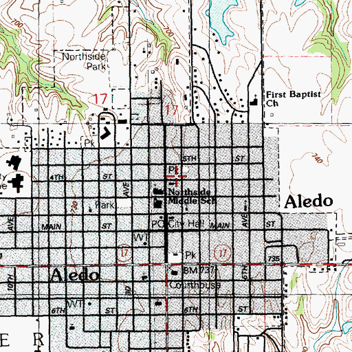 Topographic Map of Saint Catherines Hall, IL