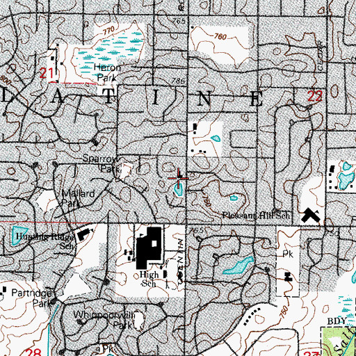 Topographic Map of All Saints Lutheran Church, IL