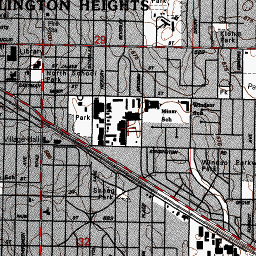 Topographic Map of Arlington Market Shopping Center, IL