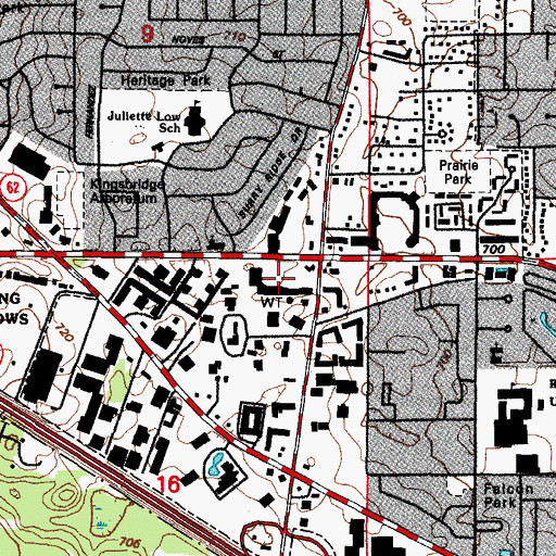 Topographic Map of Arlington Towne Square Shopping Center, IL