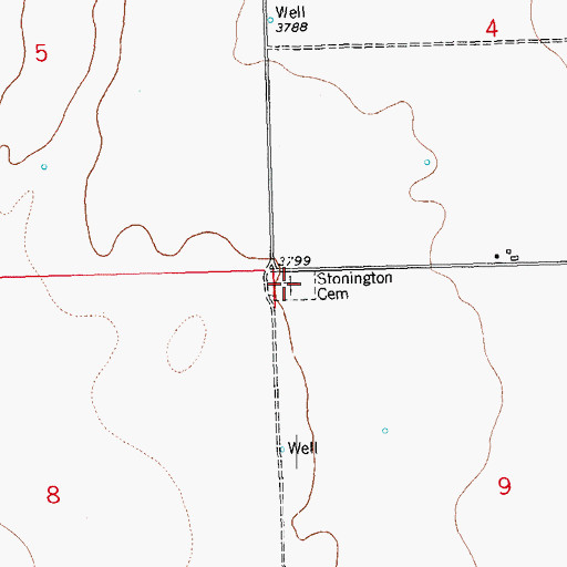 Topographic Map of Stonington Cemetery, CO
