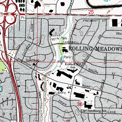 Topographic Map of Kimball Hill Park, IL