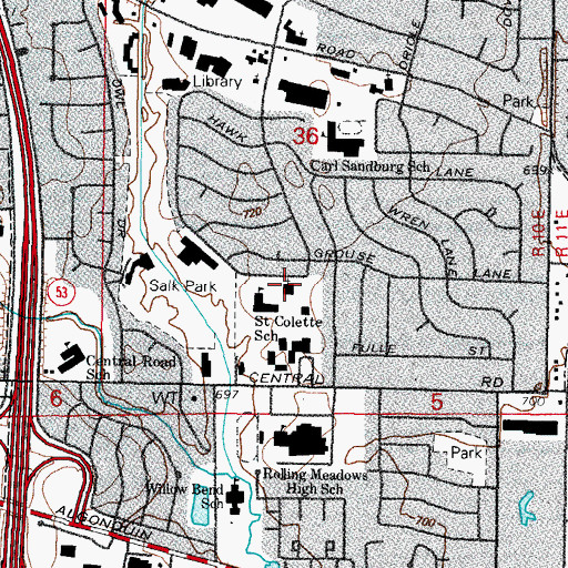 Topographic Map of Saint Colette Catholic Church, IL