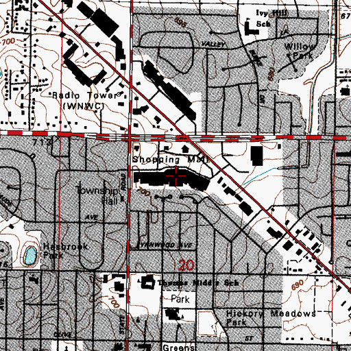 Topographic Map of Town and Country Mall Shopping Center, IL