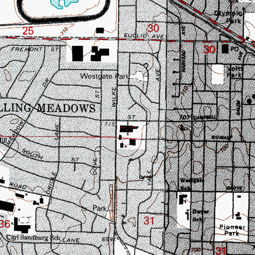 Topographic Map of Westgate Shopping Center, IL