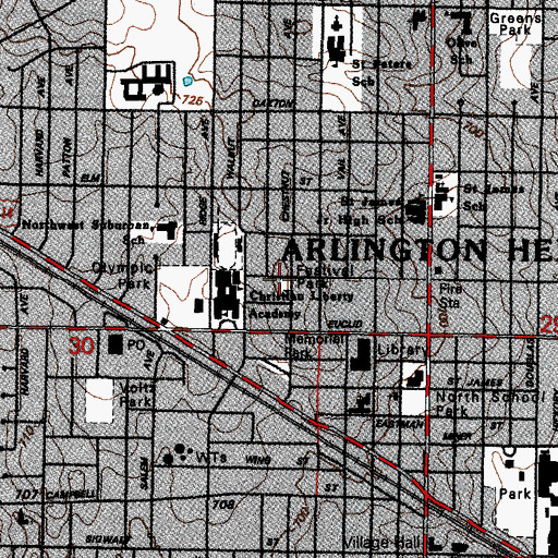 Topographic Map of Festival Park, IL