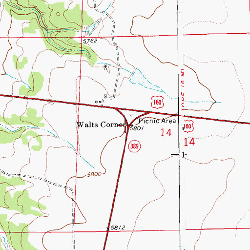 Topographic Map of Walts Corner, CO