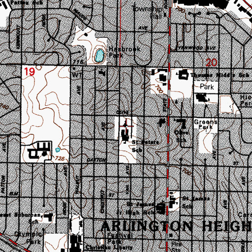 Topographic Map of Saint Peter Lutheran Church, IL