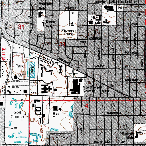 Topographic Map of Saint Simons Episcopal Church, IL