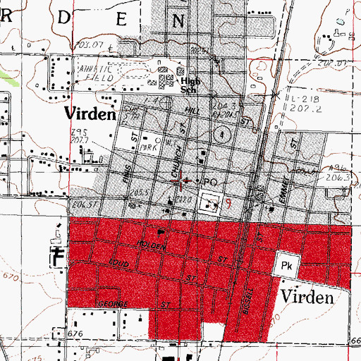 Topographic Map of Central School (historical), IL