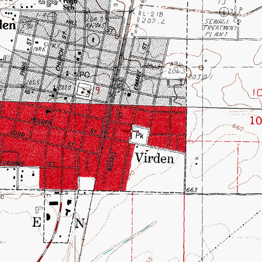 Topographic Map of East Public School (historical), IL