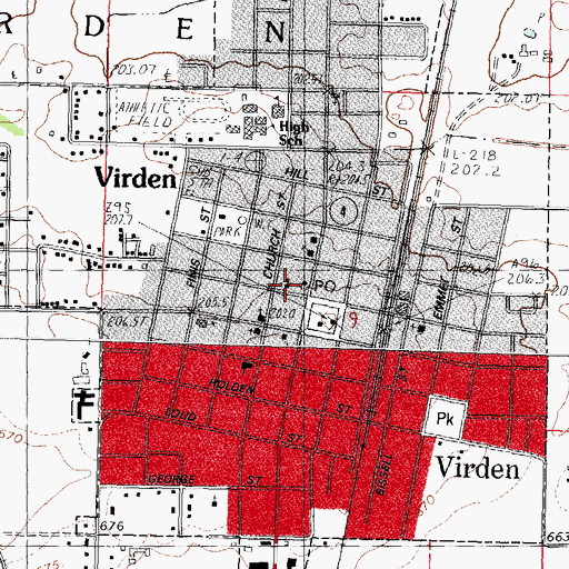 Topographic Map of First Baptist Church, IL