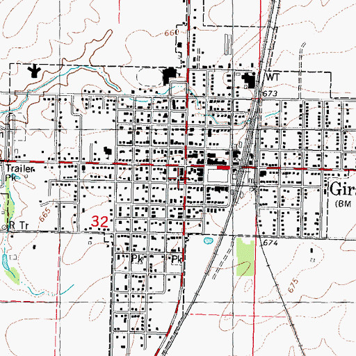 Topographic Map of First Baptist Church, IL