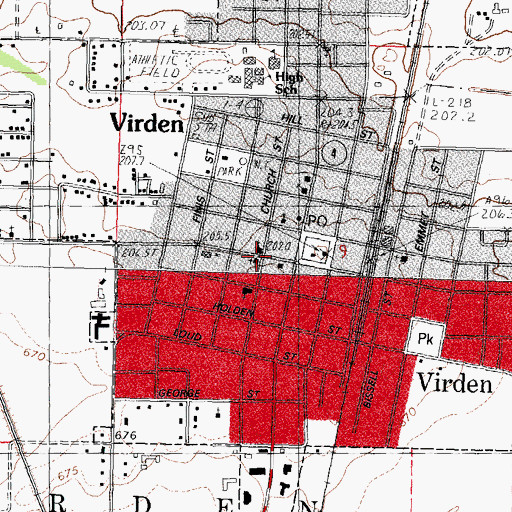 Topographic Map of First Presbyterian Church, IL