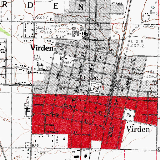 Topographic Map of Grand Prairie of the West Public Library, IL