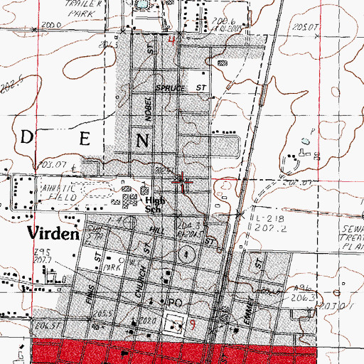 Topographic Map of Sacred Heart Church, IL