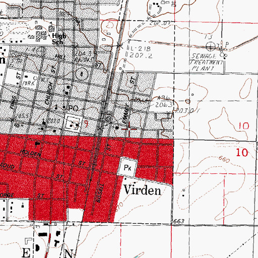 Topographic Map of Saint Catherines Roman Catholic Church (historical), IL
