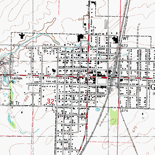 Topographic Map of United Methodist Church of Girard, IL